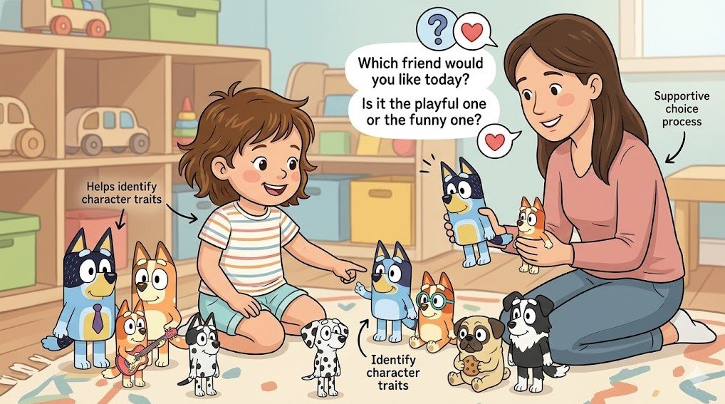 choosing the best bluey characters for a 3 year old