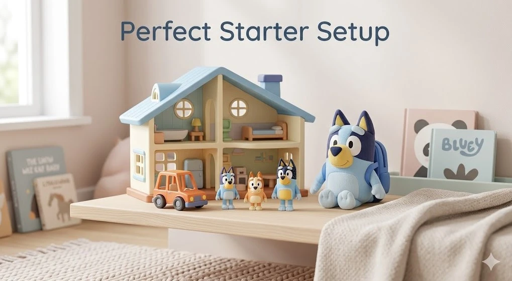 ideal first bluey toy setup for a 3 year old child